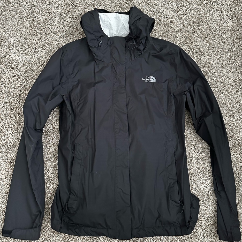 Black north face rain jacket